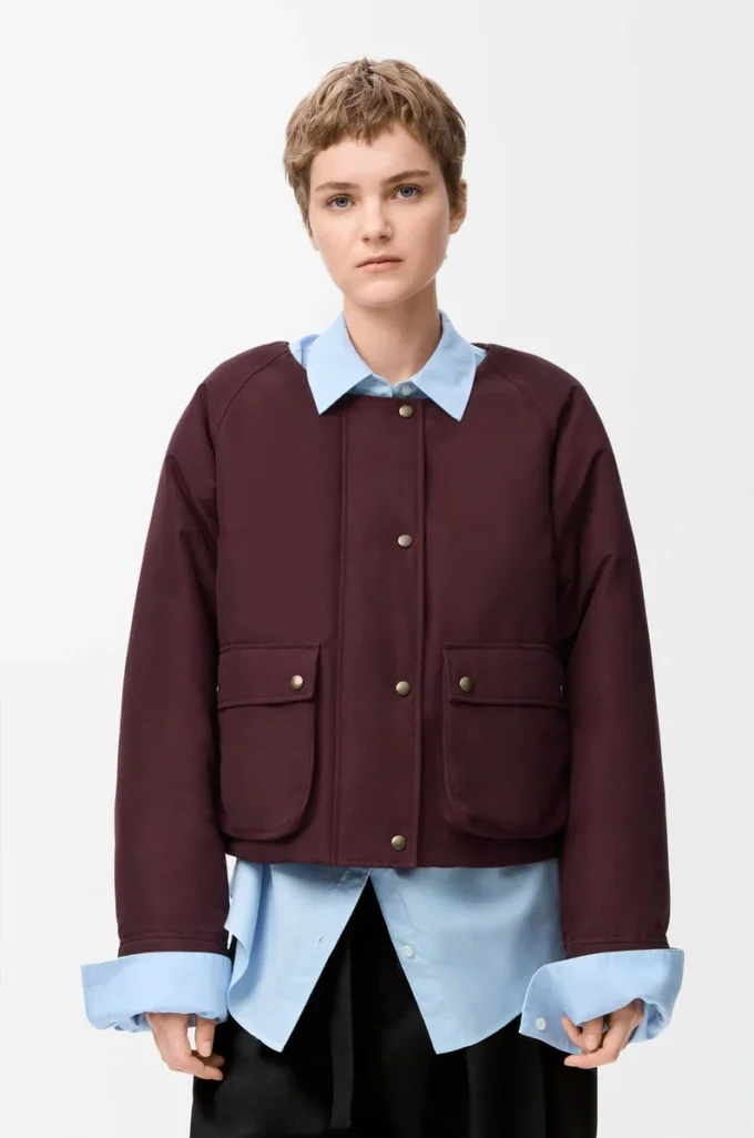 Chaqueta acolchada en mezcla de piel de oveja y algodón Burdeos Chaqueta acolchada en mezcla de piel de oveja y algodón Burdeos