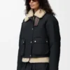 Chaqueta acolchada en mezcla de piel de oveja y algodón Negro Chaqueta acolchada en mezcla de piel de oveja y algodón Negro