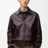 Chaqueta aviador en piel de ciervo color Oxblood Chaqueta aviador en piel de ciervo color Oxblood