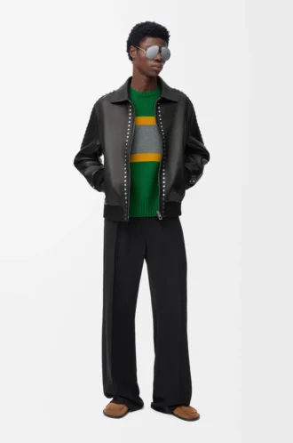 Chaqueta bomber de piel de cordero napa. Negro Chaqueta bomber de piel de cordero napa. Negro