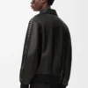 Chaqueta bomber de piel de cordero napa. Negro
