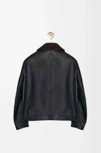 Chaqueta bomber de piel de cordero napa. Negro/Marrón. Chaqueta bomber de piel de cordero napa. Negro/Marrón.