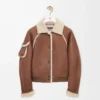 Chaqueta bomber de piel de oveja marrón Chaqueta bomber de piel de oveja marrón