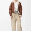 Chaqueta bomber de piel de oveja marrón Chaqueta bomber de piel de oveja marrón