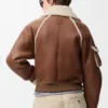 Chaqueta bomber de piel de oveja marrón Chaqueta bomber de piel de oveja marrón