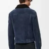 Chaqueta camionero en piel de oveja azul marino/marrón Chaqueta camionero en piel de oveja azul marino/marrón