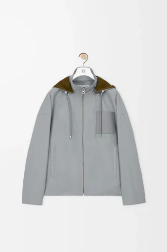 Chaqueta con capucha de algodón gris claro Chaqueta con capucha de algodón gris claro