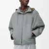 Chaqueta con capucha de algodón gris claro Chaqueta con capucha de algodón gris claro