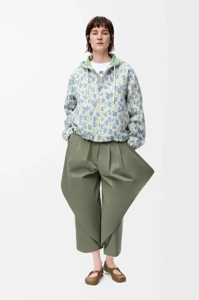 Chaqueta con capucha de lana y algodón, color blanco/azul Chaqueta con capucha de lana y algodón, color blanco/azul