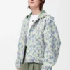 Chaqueta con capucha de lana y algodón, color blanco/azul Chaqueta con capucha de lana y algodón, color blanco/azul