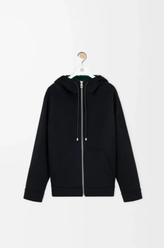 Chaqueta con capucha de lana y cachemira Negro/Verde