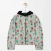 Chaqueta con capucha de poliéster y seda Verde/Rojo Chaqueta con capucha de poliéster y seda Verde/Rojo