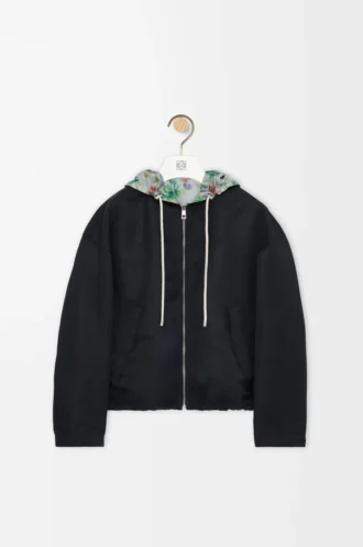 Chaqueta con capucha de poliéster y seda Verde/Rojo