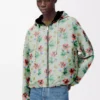 Chaqueta con capucha de poliéster y seda Verde/Rojo Chaqueta con capucha de poliéster y seda Verde/Rojo