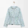 Chaqueta con capucha en tafetán de mezcla de seda Blanco/Azul Chaqueta con capucha en tafetán de mezcla de seda Blanco/Azul