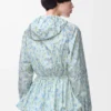 Chaqueta con capucha en tafetán de mezcla de seda Blanco/Azul Chaqueta con capucha en tafetán de mezcla de seda Blanco/Azul