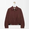 Chaqueta con cinturón de algodón y seda Café Chaqueta con cinturón de algodón y seda Café