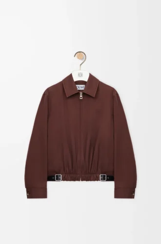 Chaqueta con cinturón de algodón y seda Café Chaqueta con cinturón de algodón y seda Café
