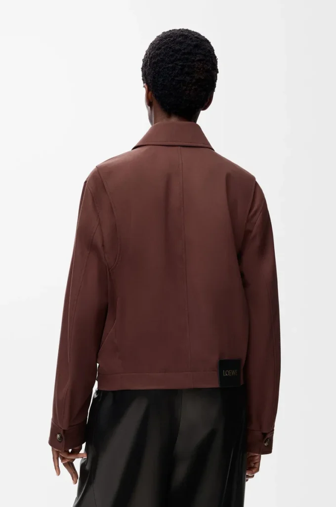 Chaqueta con cinturón de algodón y seda Café Chaqueta con cinturón de algodón y seda Café