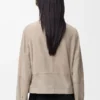Chaqueta con cinturón de piel de cabra anteada Beige oscuro Chaqueta con cinturón de piel de cabra anteada Beige oscuro