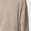 Chaqueta con cinturón de piel de cabra anteada Beige oscuro Chaqueta con cinturón de piel de cabra anteada Beige oscuro