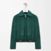 Chaqueta con cinturón de piel de cabra anteada Verde Chaqueta con cinturón de piel de cabra anteada Verde