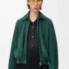 Chaqueta con cinturón de piel de cabra anteada Verde Chaqueta con cinturón de piel de cabra anteada Verde