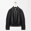 Chaqueta con cinturón de piel de cordero napa negra Chaqueta con cinturón de piel de cordero napa negra