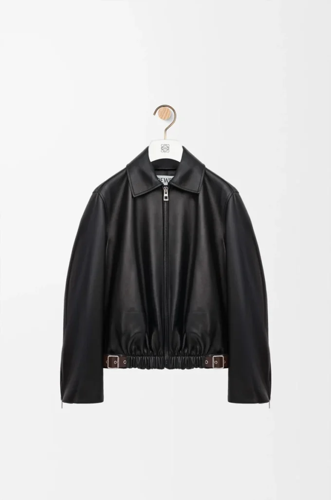 Chaqueta con cinturón de piel de cordero napa negra Chaqueta con cinturón de piel de cordero napa negra