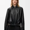 Chaqueta con cinturón de piel de cordero napa negra Chaqueta con cinturón de piel de cordero napa negra
