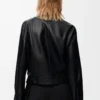Chaqueta con cinturón de piel de cordero napa negra Chaqueta con cinturón de piel de cordero napa negra