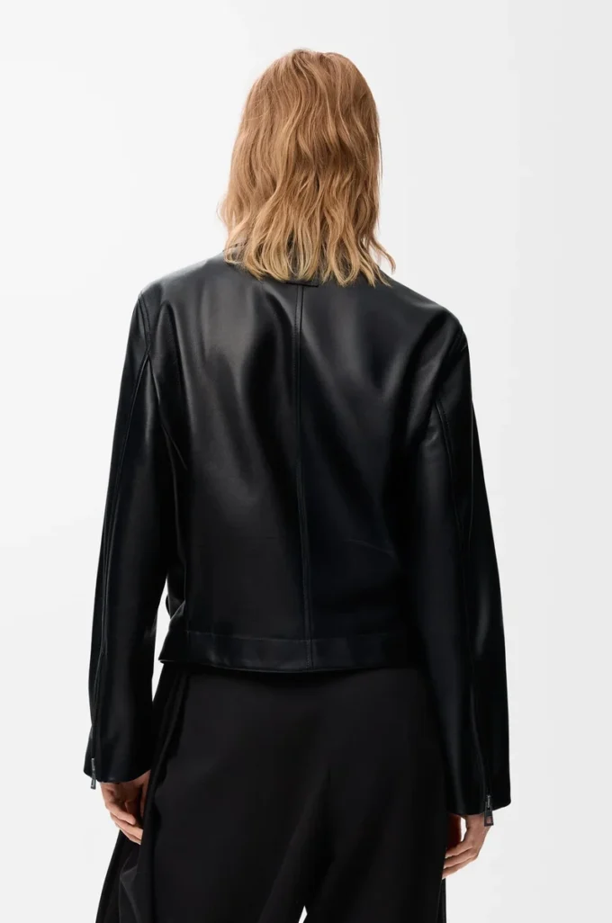 Chaqueta con cinturón de piel de cordero napa negra Chaqueta con cinturón de piel de cordero napa negra