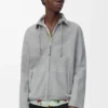 Chaqueta con cremallera de ante de cordero gris claro