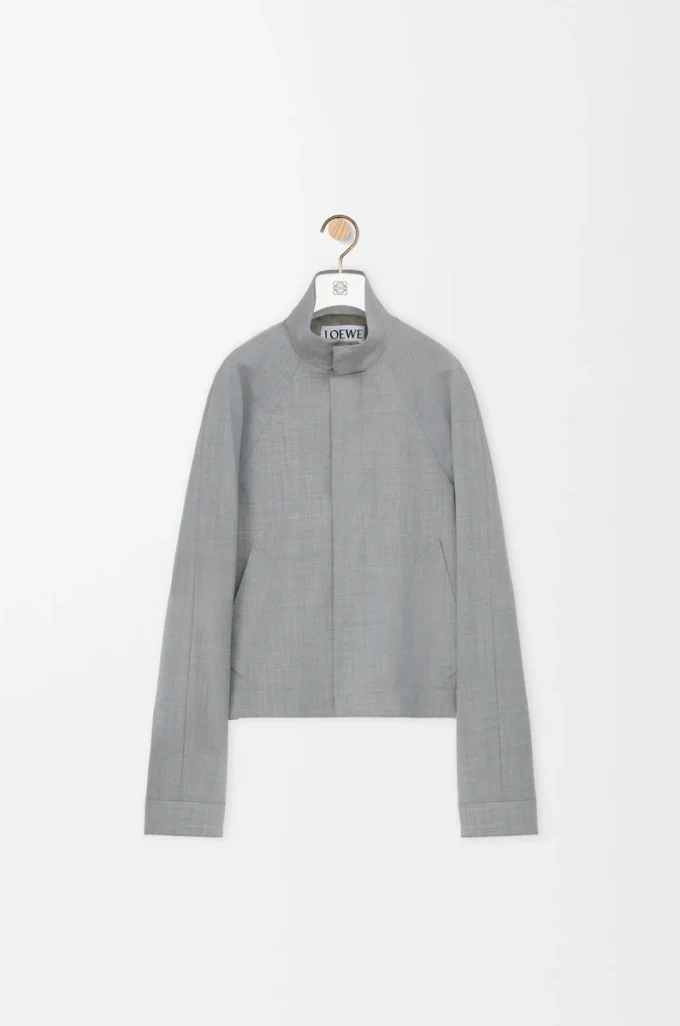 Chaqueta con cremallera de lana Gris claro Chaqueta con cremallera de lana Gris claro