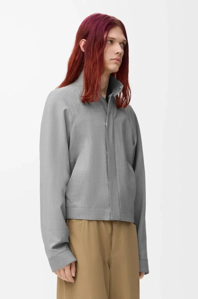 Chaqueta con cremallera de lana Gris claro Chaqueta con cremallera de lana Gris claro