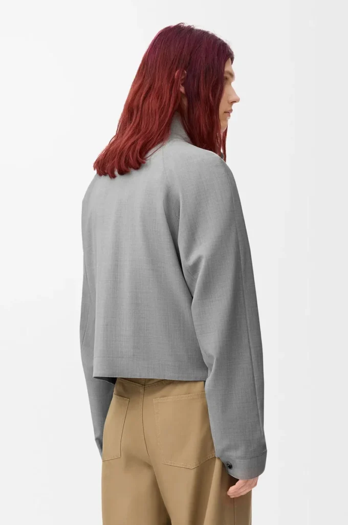 Chaqueta con cremallera de lana Gris claro Chaqueta con cremallera de lana Gris claro