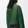 Chaqueta con puños vueltos de piel de cordero napa verde oscuro Chaqueta con puños vueltos de piel de cordero napa verde oscuro