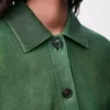 Chaqueta con puños vueltos de piel de cordero napa verde oscuro Chaqueta con puños vueltos de piel de cordero napa verde oscuro