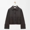 Chaqueta con solapas en piel de cordero napa Marrón Chaqueta con solapas en piel de cordero napa Marrón