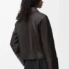Chaqueta con solapas en piel de cordero napa Marrón Chaqueta con solapas en piel de cordero napa Marrón