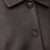 Chaqueta con solapas en piel de cordero napa Marrón Chaqueta con solapas en piel de cordero napa Marrón