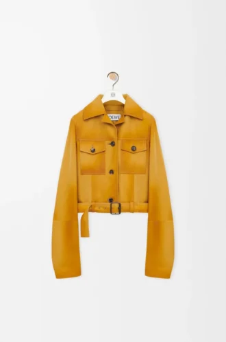 Chaqueta corta de piel de cordero ante Light Tan