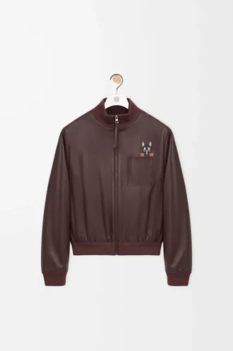 Chaqueta corta de piel de cordero napa marrón