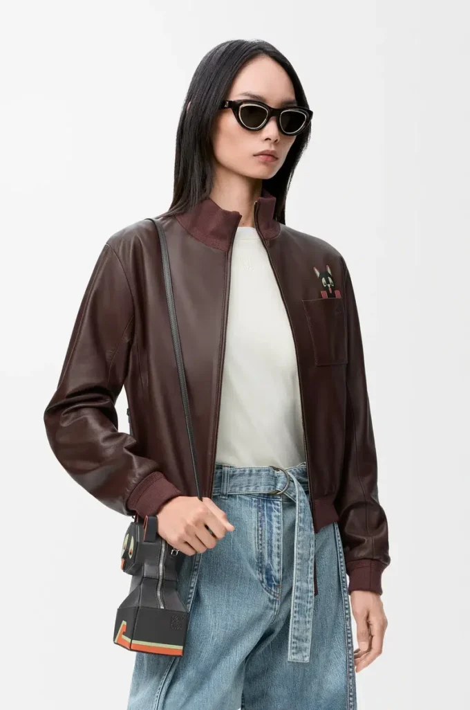 Chaqueta corta de piel de cordero napa marrón Chaqueta corta de piel de cordero napa marrón