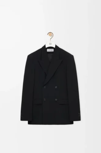 Chaqueta cruzada de lana. Negro