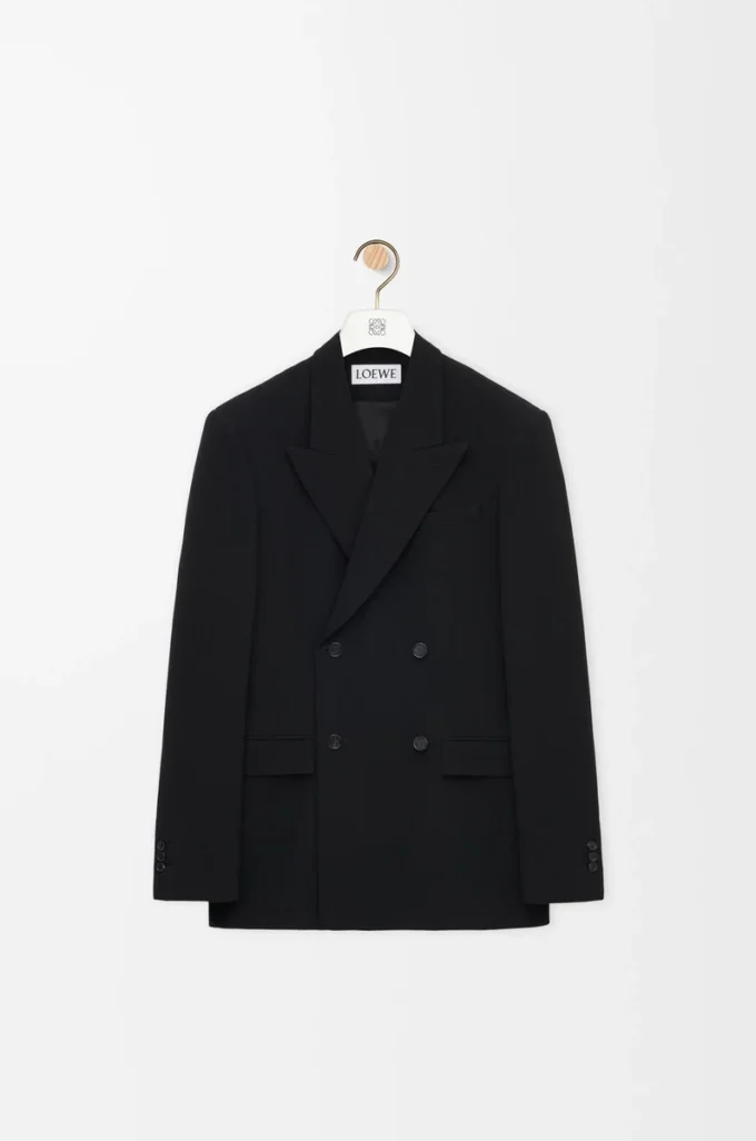 Chaqueta cruzada de lana. Negro Chaqueta cruzada de lana. Negro