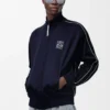 Chaqueta de chándal en jersey técnico azul marino oscuro Chaqueta de chándal en jersey técnico azul marino oscuro
