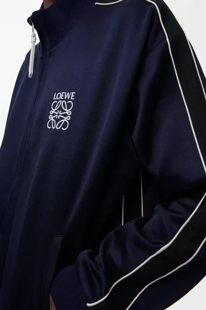 Chaqueta de chándal en jersey técnico azul marino oscuro Chaqueta de chándal en jersey técnico azul marino oscuro