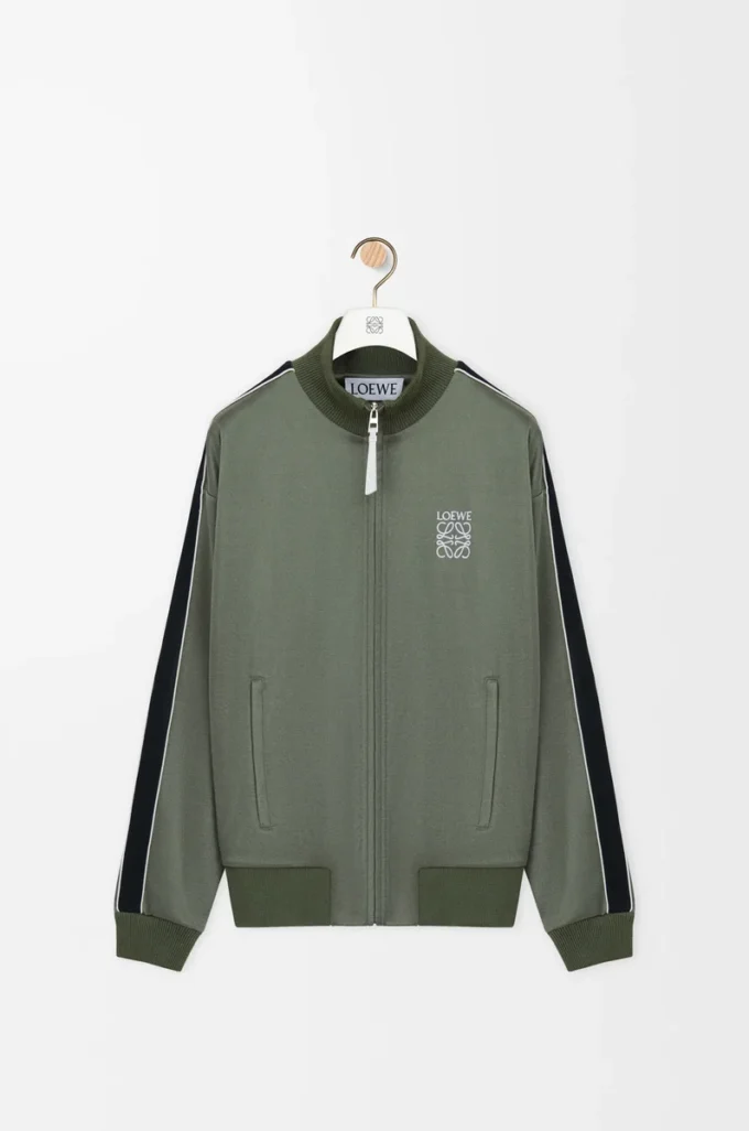 Chaqueta de chándal en jersey técnico verde caqui Chaqueta de chándal en jersey técnico verde caqui