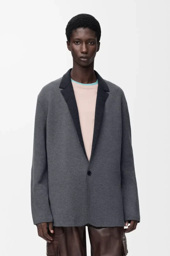 Chaqueta de lana gris jaspeado Chaqueta de lana gris jaspeado